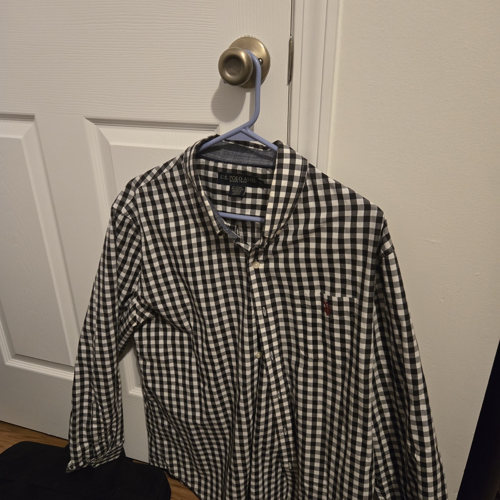 U.S. Polo Assn. Men's Black & White Check Button-Down Shirt